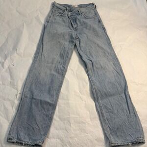 AGOLDE Womens Light Wash Denim Cris Cross Jeans Button Fly Over Waist Size 24